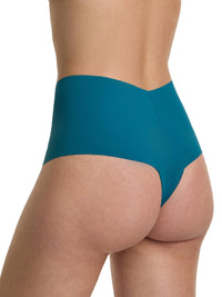 Teal high-waisted underwear on a white background