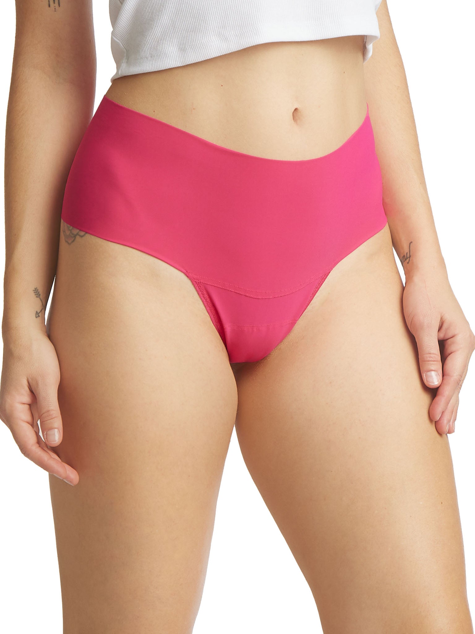 Starburst Pink BreatheSoft™ High Rise Thong - On Model Front View | Hanky Panky