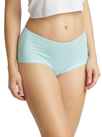 Sky Blue Modal-Cotton PlayStretch™ Boyshort Panty - Front View On Model | Hanky Panky