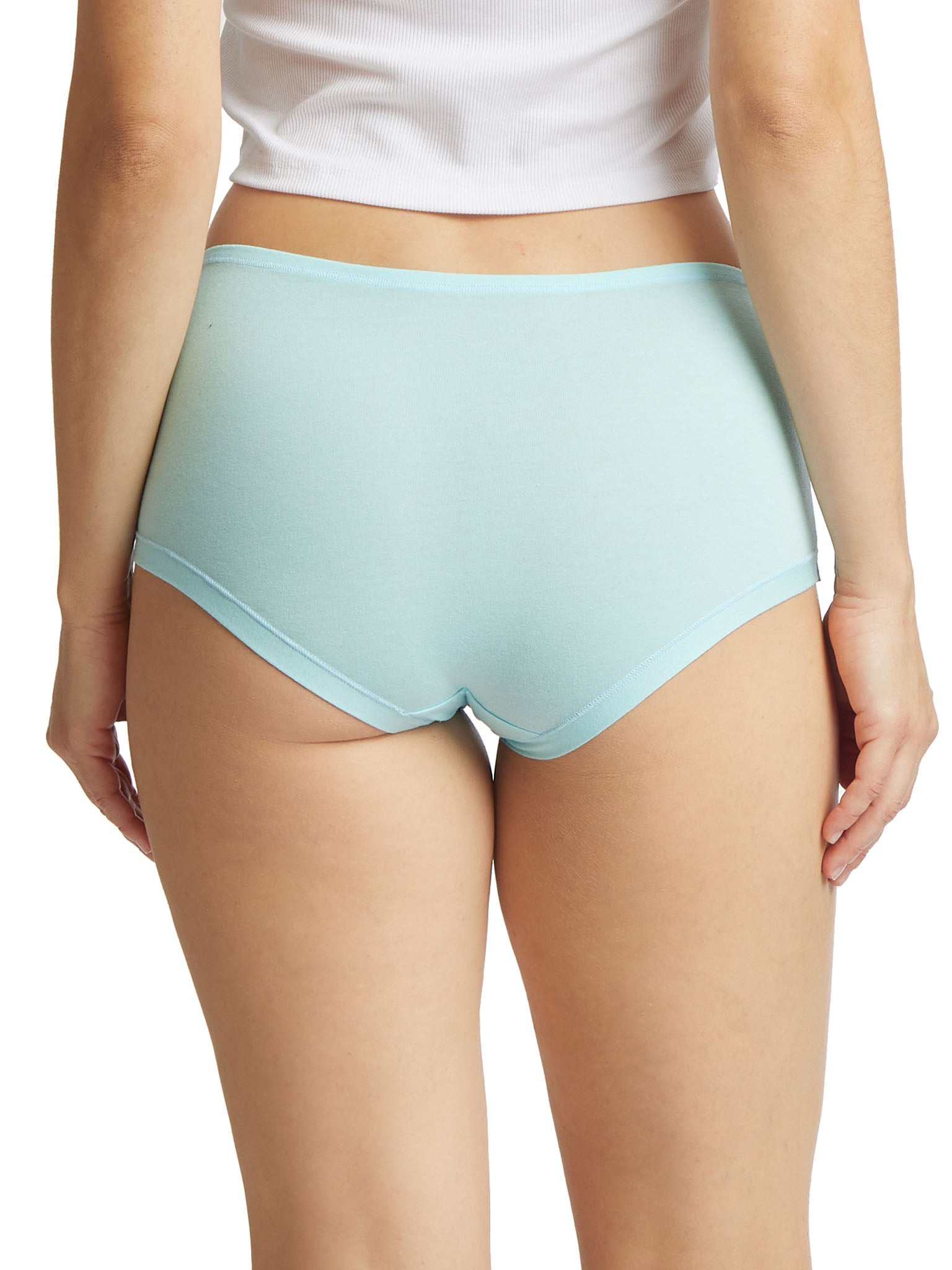 Sky Blue Modal-Cotton PlayStretch™ Boyshort Panty - Back View On Model | Hanky Panky
