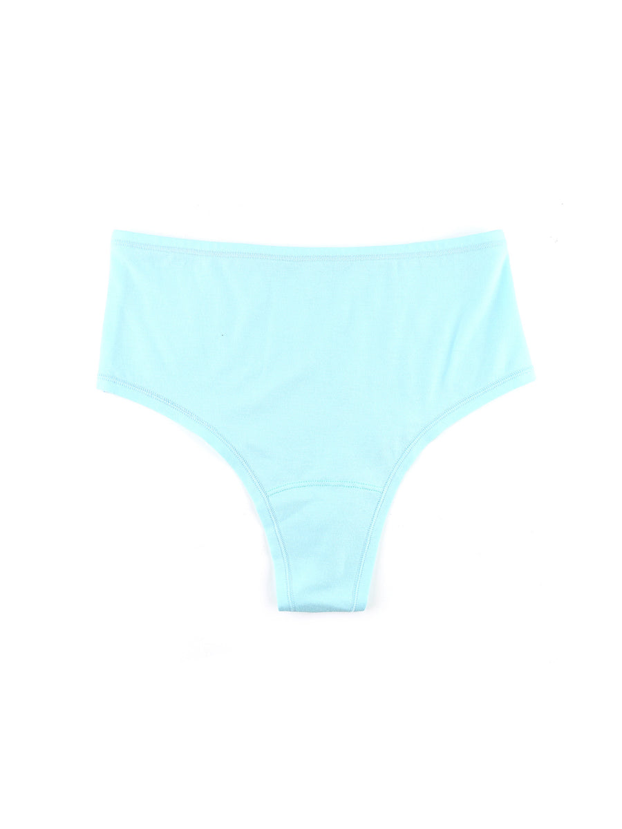 Sky Dive Blue Cotton High Rise Thong - Flat Lay | Hanky Panky