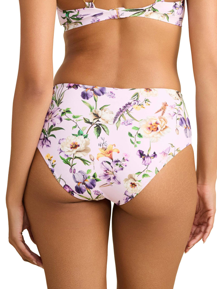 Fawning Flora Purple floral high rise swim bottom cheeky coverage - Back View | Hanky Panky