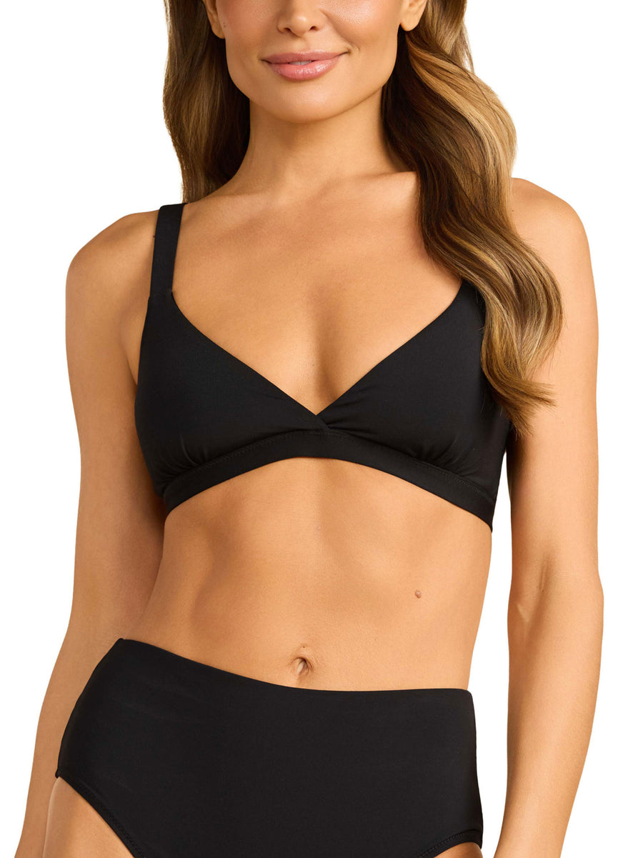 Black Swim Triangle Bralette Top - Front View, Supportive Bikini Bralette | Hanky Panky