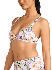 Swim Triangle Bralette Top Fawning Flora Purple