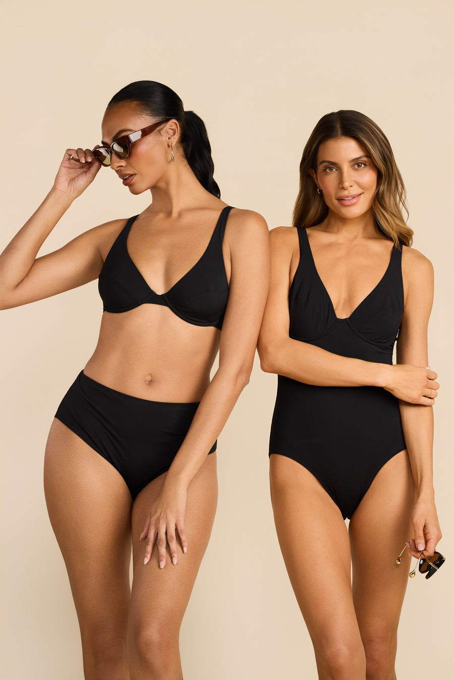 Underwire One Piece Swimsuit Black Sale