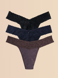 3 Pack Supima® Cotton Original Rise Thongs Black/Navy/Dusk