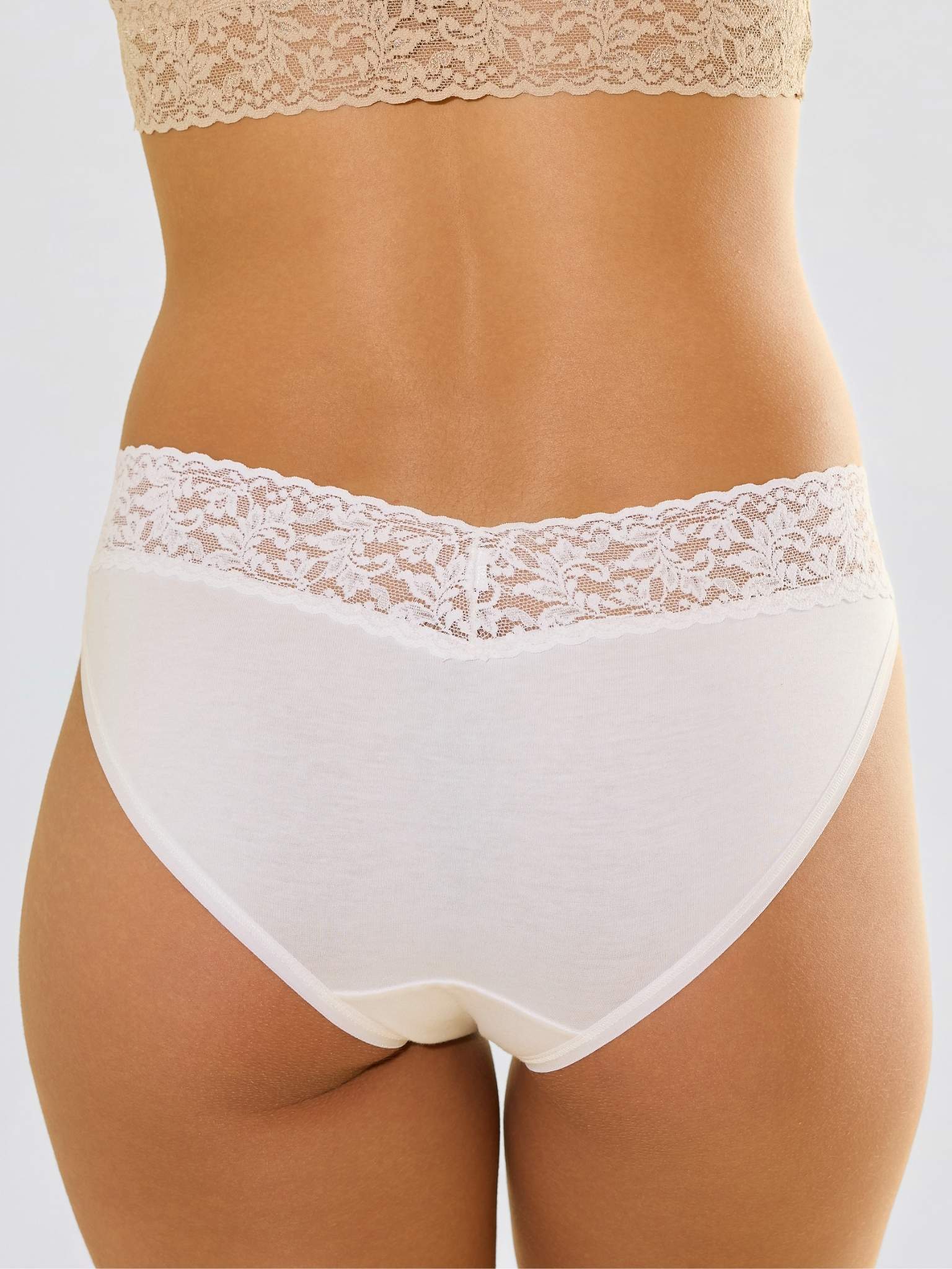 Back view model wearing Supima® Cotton V-kini White