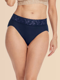 Model facing front in Supima® Cotton French Brief Navy