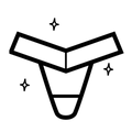 A black line-art icon depicting lady's underwear with three small sparkles, isolated on a solid white background.