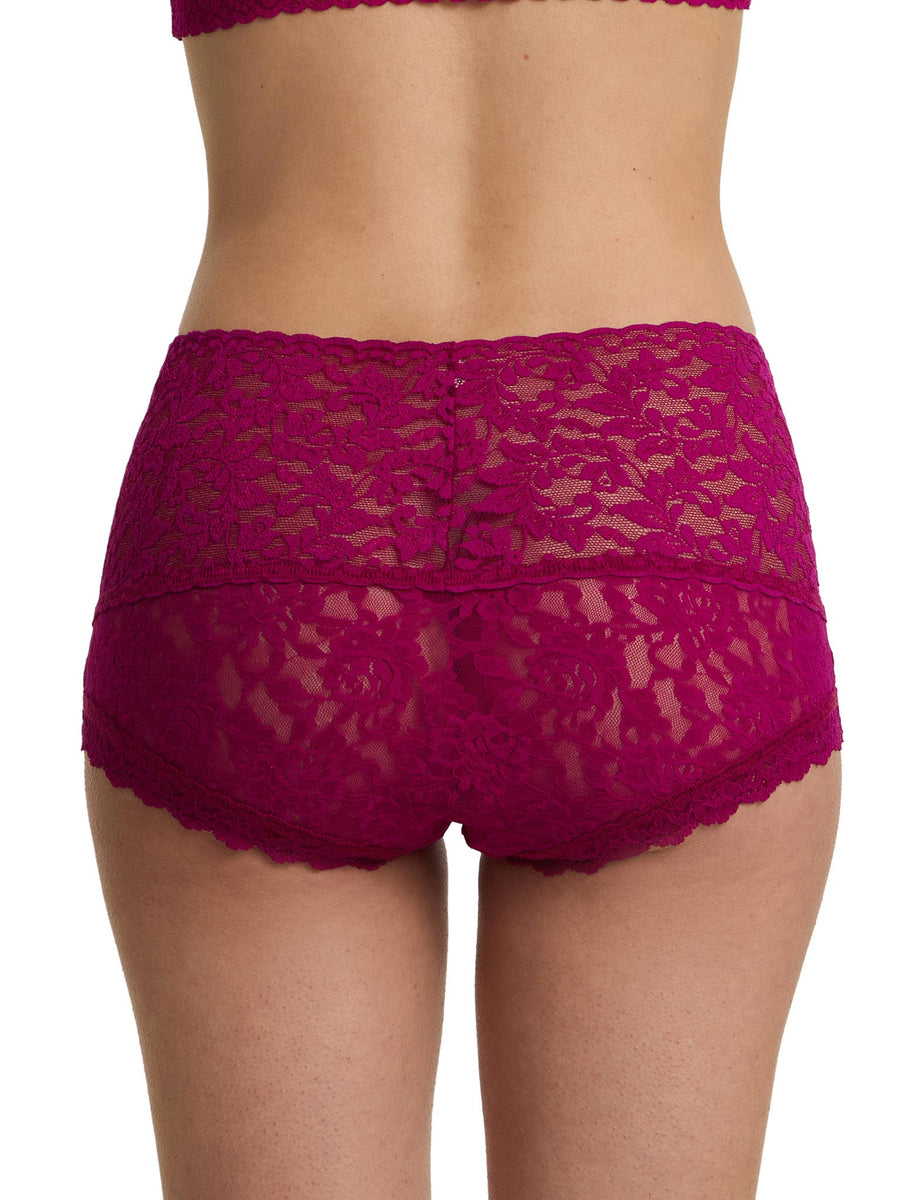From The Vine Red lace high rise Retro Boyshort full coverage back - Back View On Model | Hanky Panky