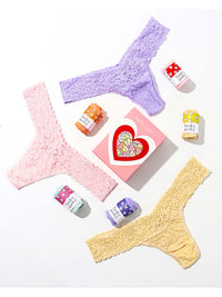 Signature Lace® Low Rise 5 Thongs in Candy Heart Box Bright Spring Hues Sale
