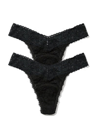 pair of Black lace thong on a white background