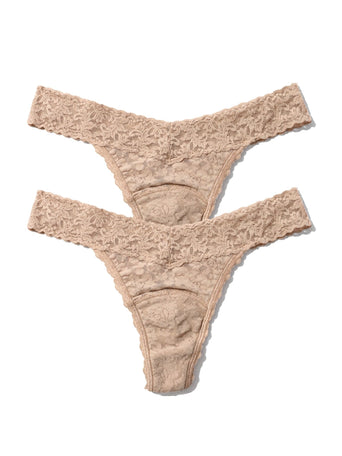 Chai Signature Lace® Leakproof Original Rise Thong 2-Pack - Flat Lay, Lace Thong Multipack | Hanky Panky