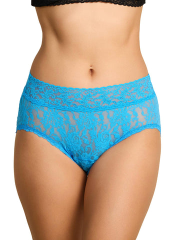 Laguna Blue Signature Lace® Leakproof French Brief - Front View On Model | Hanky Panky