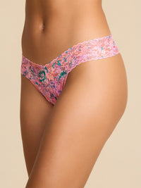 Printed Signature Lace® Low Rise Thong Blushing Blooms Pink