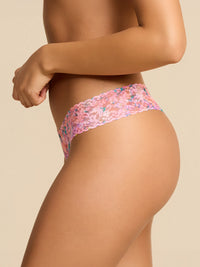 Printed Signature Lace® Low Rise Thong Blushing Blooms Pink