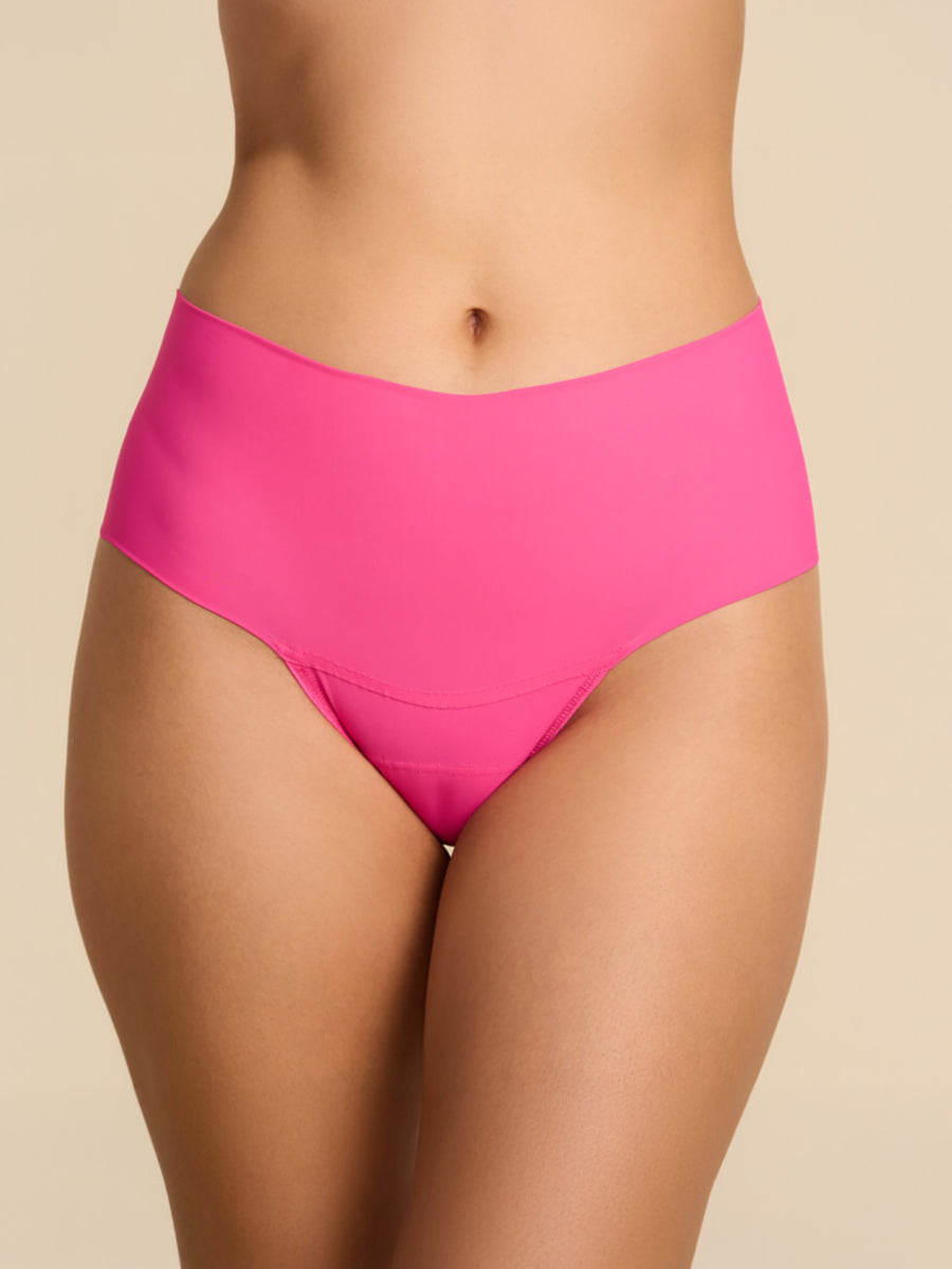Provocative Pink BreatheSoft™ High Rise Thong - Front View, Smooth No-Panty-Line Fit | Hanky Panky