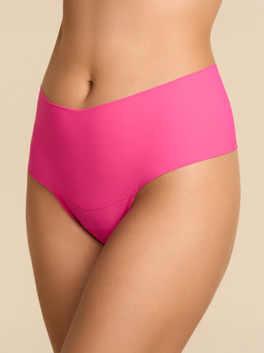 Provocative Pink BreatheSoft™ High Rise Thong - Side View, No VPL Microfiber | Hanky Panky