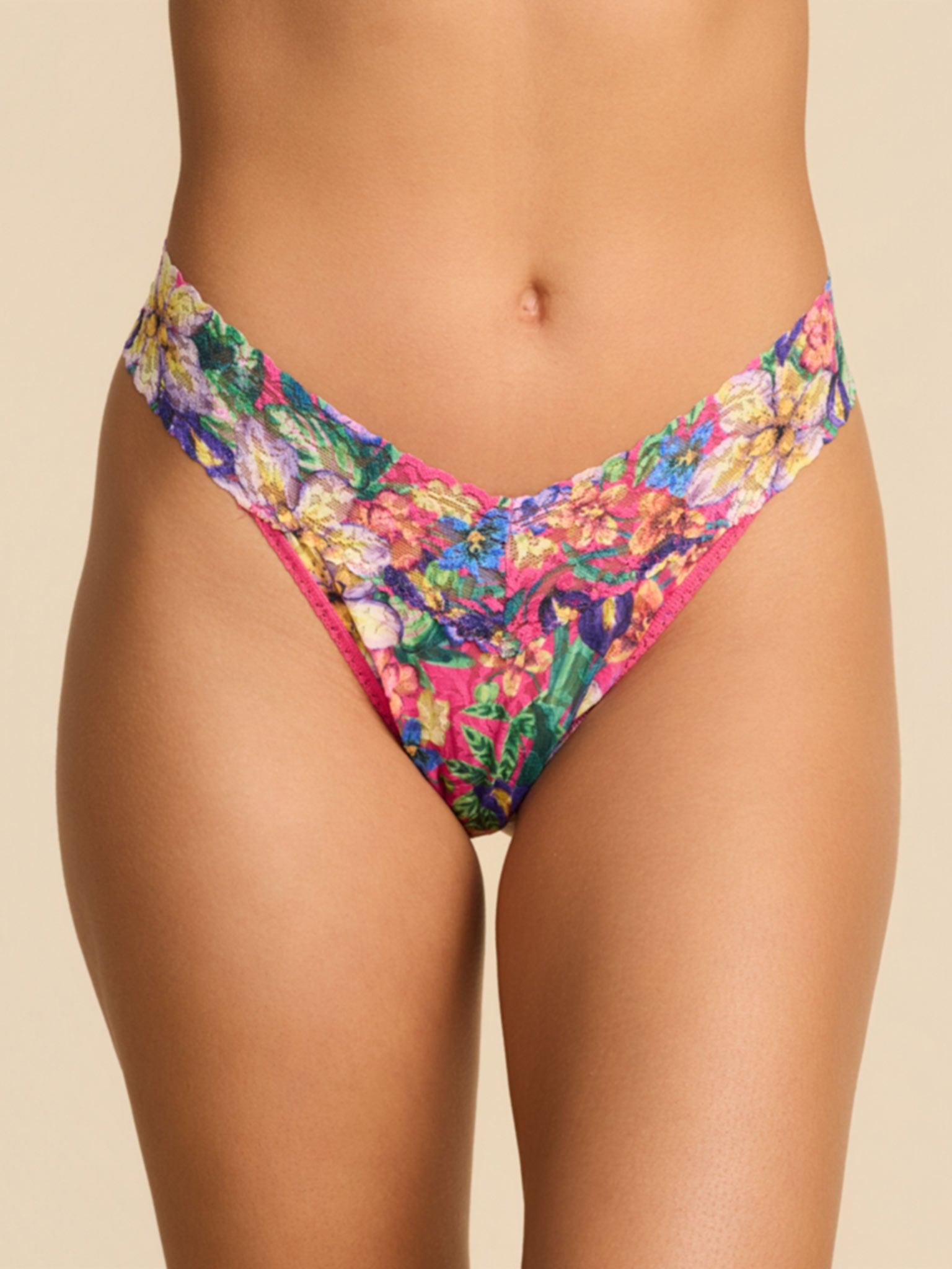 Printed Signature Lace® Original Rise Thong Radiant Pink