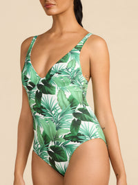 Green Floral Palm Print Underwire One Piece Swimsuit - Side Profile | Hanky Panky