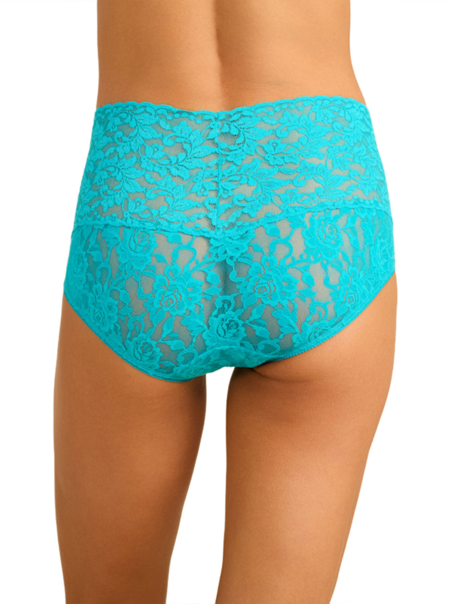 Turkish Tile Blue Retro Lace V-Kini Full Coverage Back View | Hanky Panky