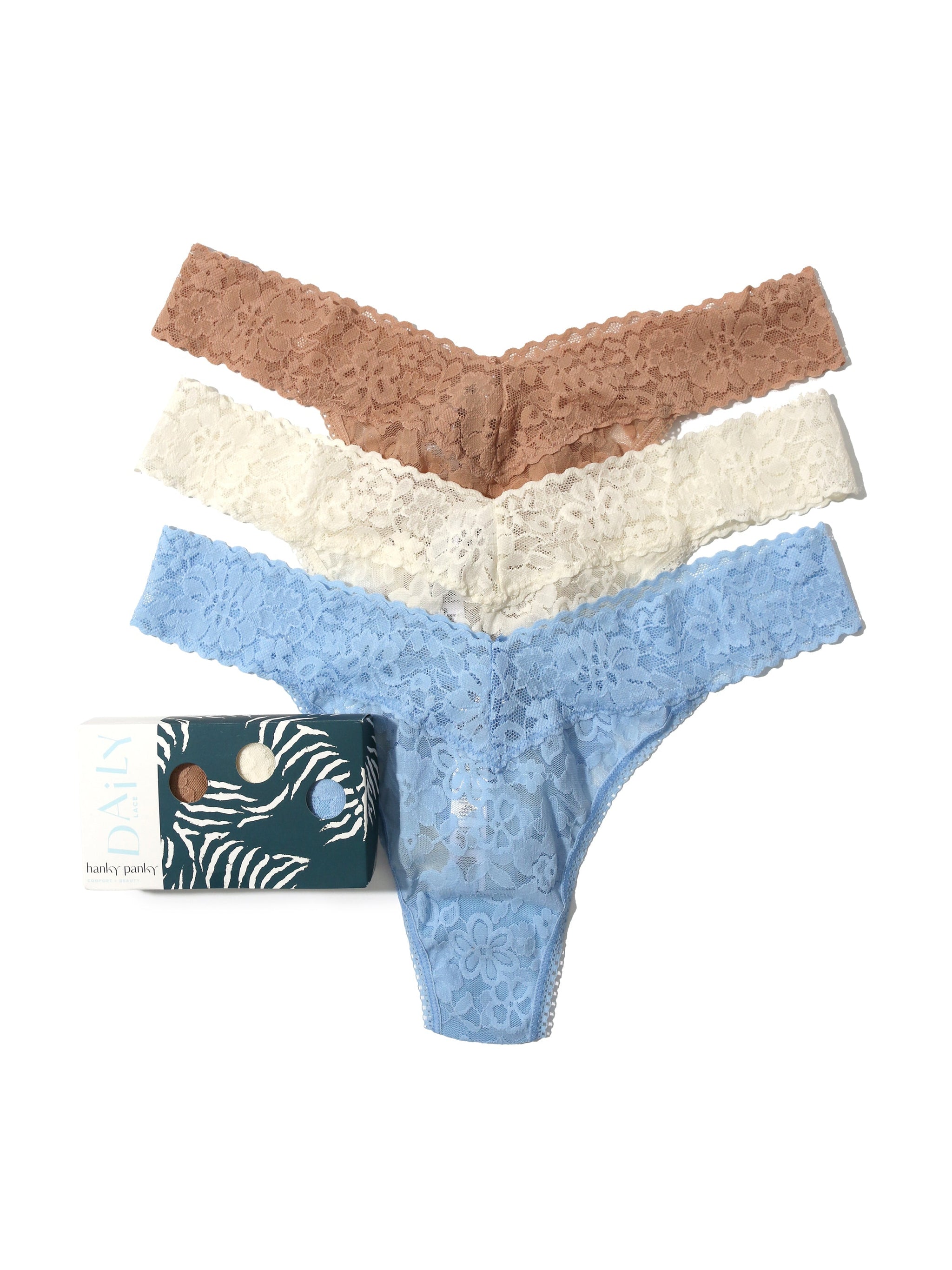 3 Pack Daily Lace™ Original Rise Thong Taupe Sale