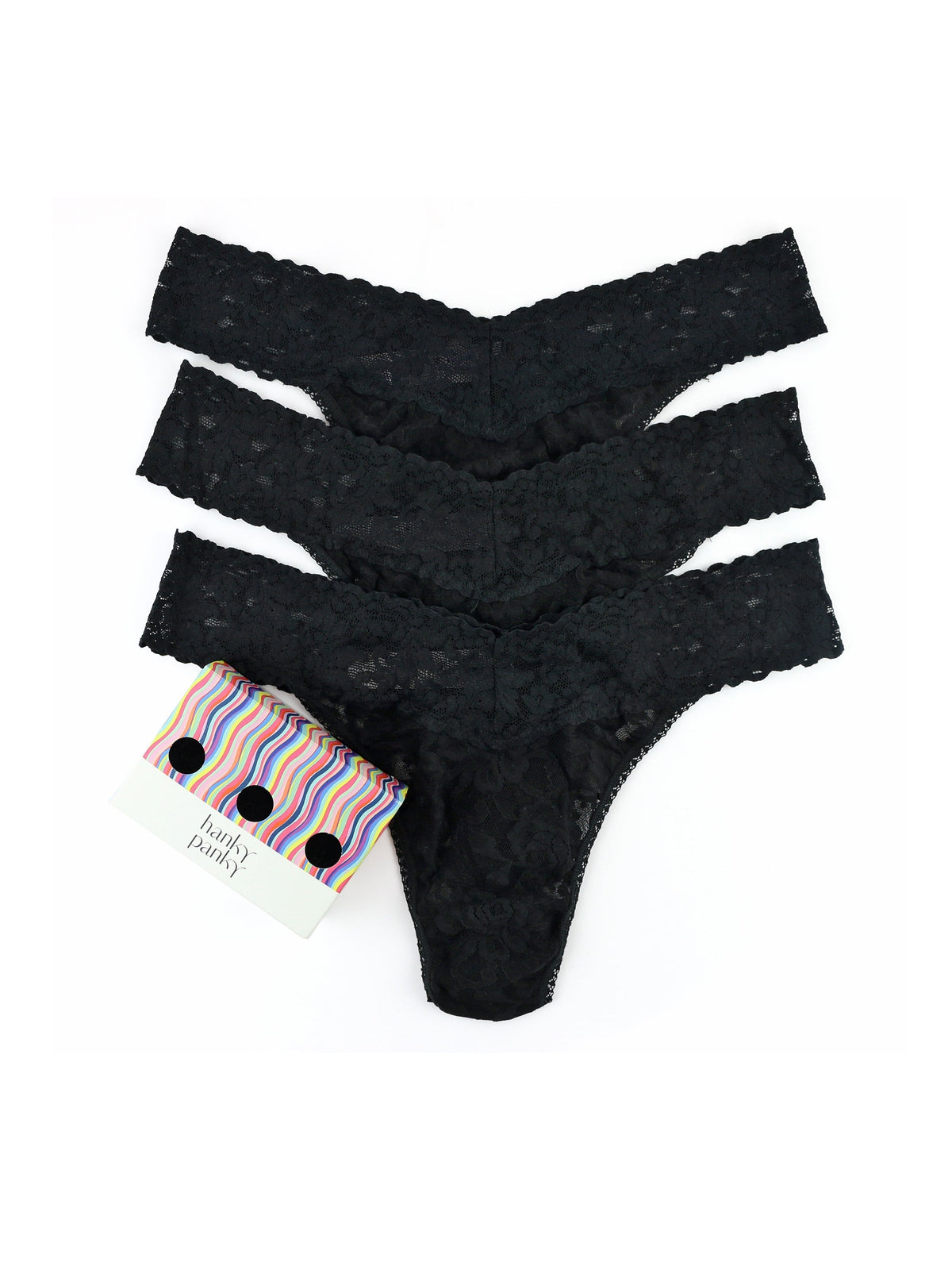 Hanky Panky Night Fever Original Rise Thong PLUS (151186X) - Black/Gol - Breakout Bras