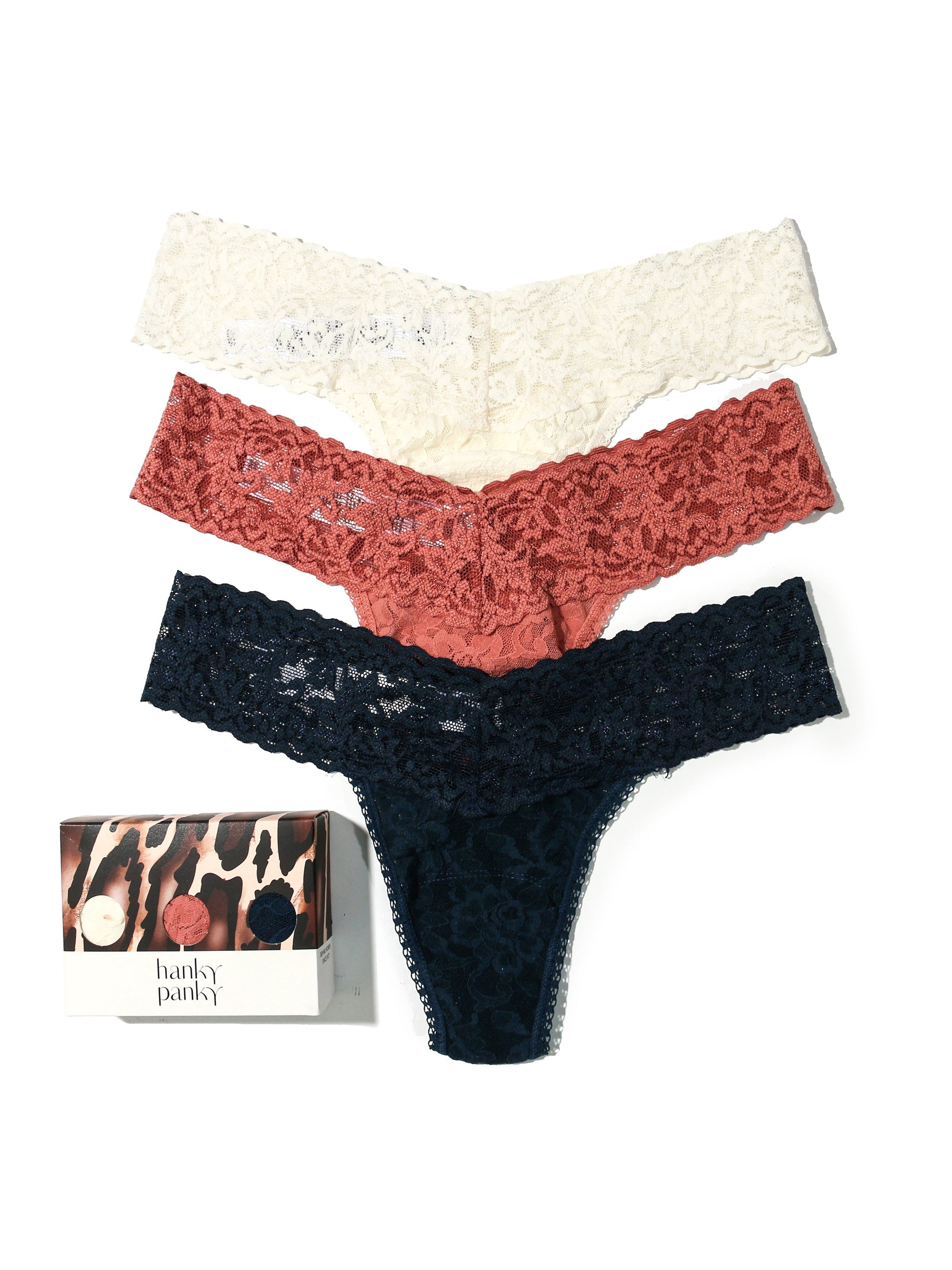 3 Pack Petite Size Signature Lace Thongs in Printed Box Sale