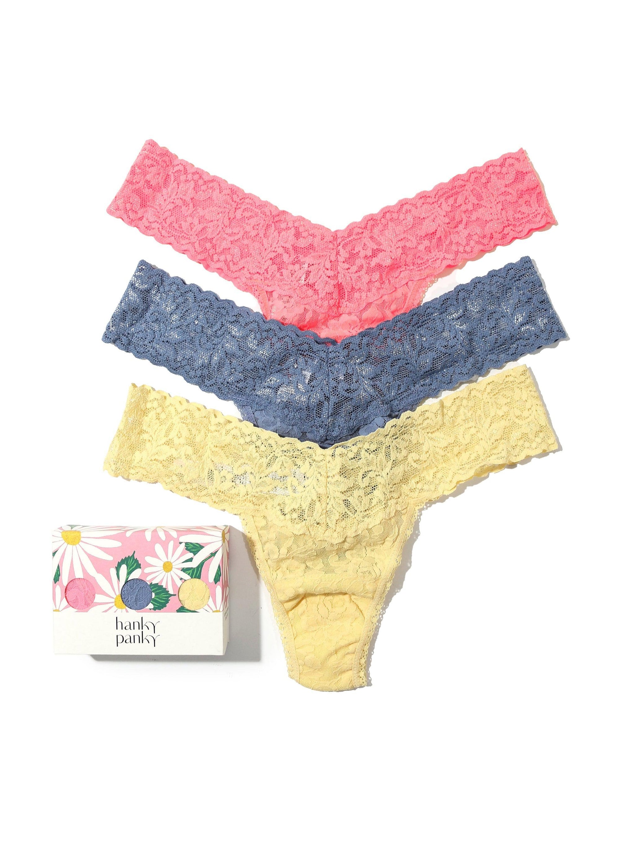3 Pack Petite Size Signature Lace Thongs in Printed Box Sale
