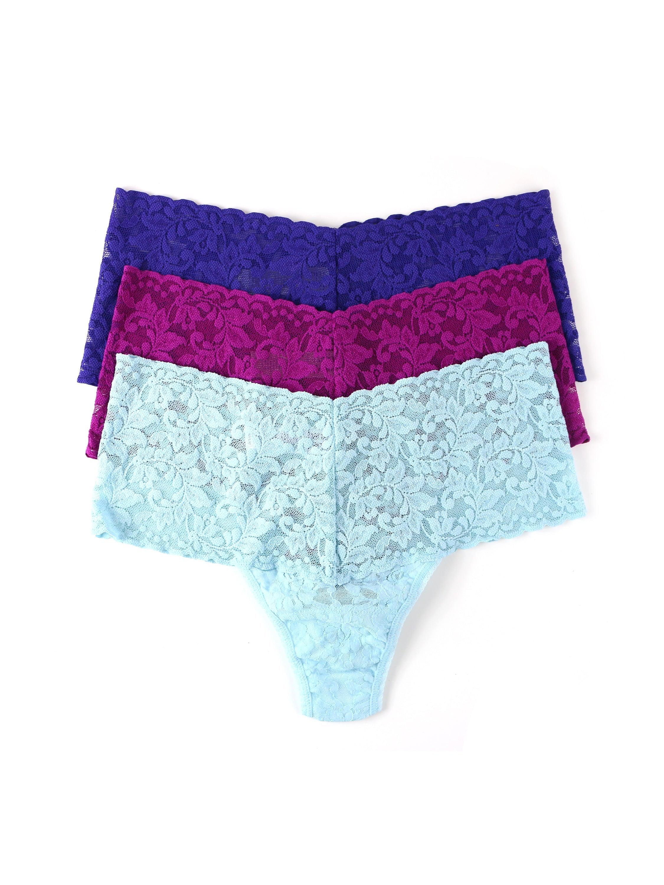 3 Pack Retro Lace Thong Exclusive-RAINCLOUD BLUE BELLE PINK NIGHT SKY-Hanky Panky