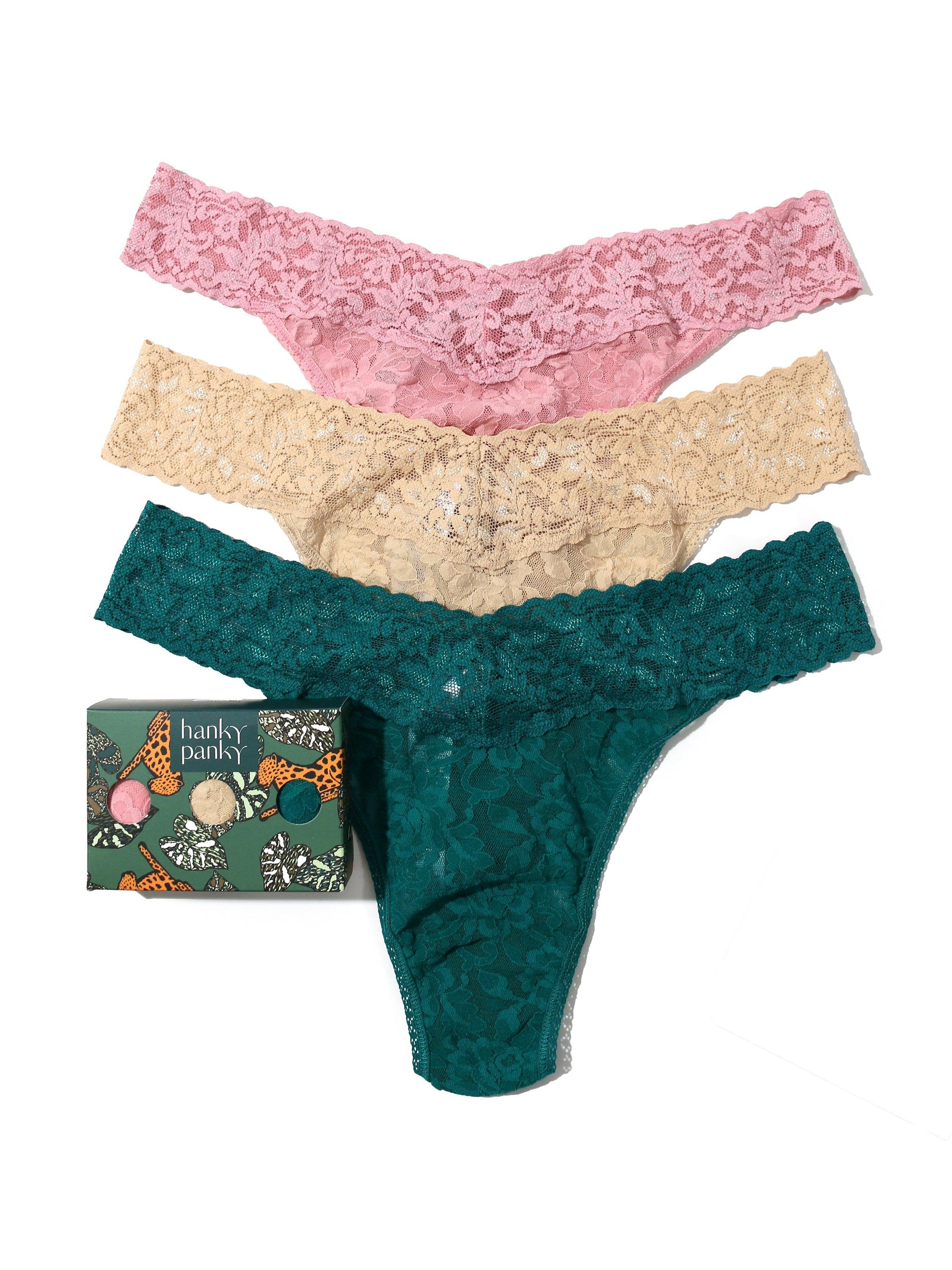 3 Pack Signature Lace® Original Rise Thongs Meadow Rose Pink
