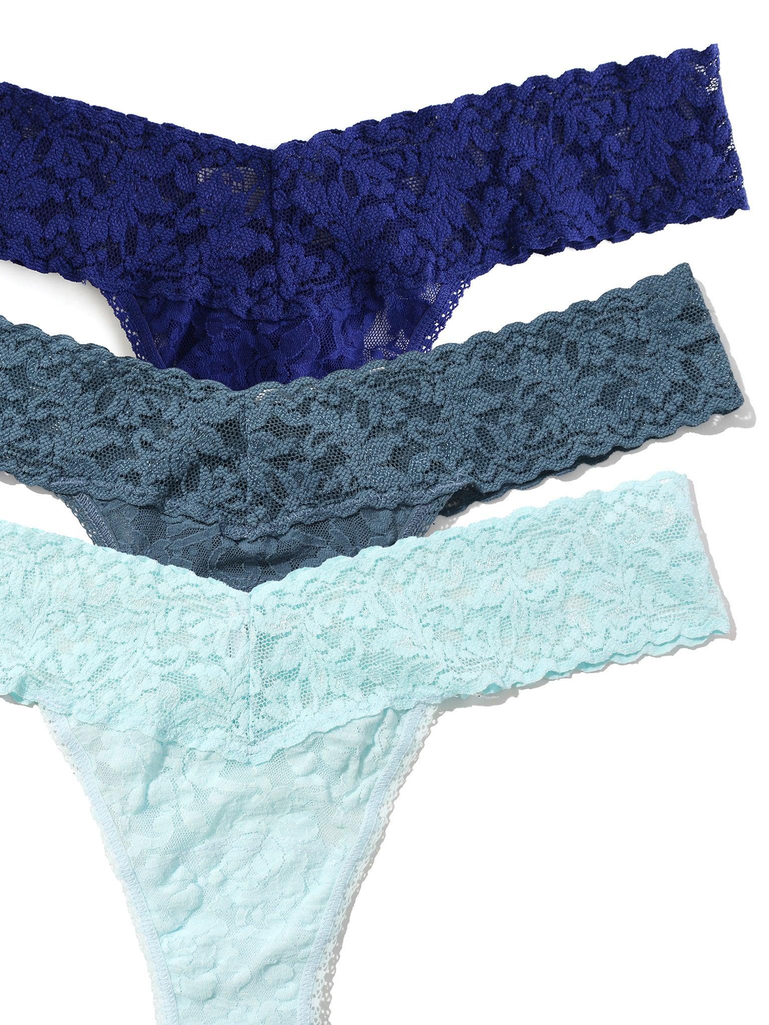 3 Pack 4911® Signature Lace® Low Rise Thongs In Printed Box Odyssey Blue Sale