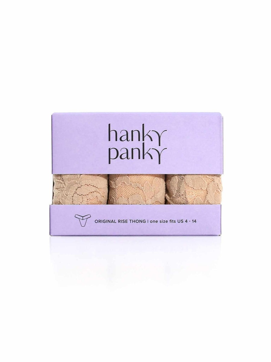 Chai Signature Lace® Original Rise Thong 3-Pack - Gift-Ready Box Front View | Hanky Panky