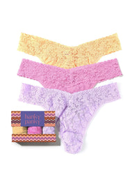 3 Pack Signature Lace® Original Rise Thongs In Pink Printed Box Sale