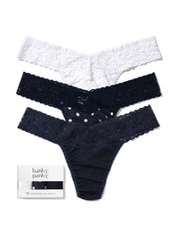 3 Pack Supima® Cotton Low Rise Thongs With Lace Sale