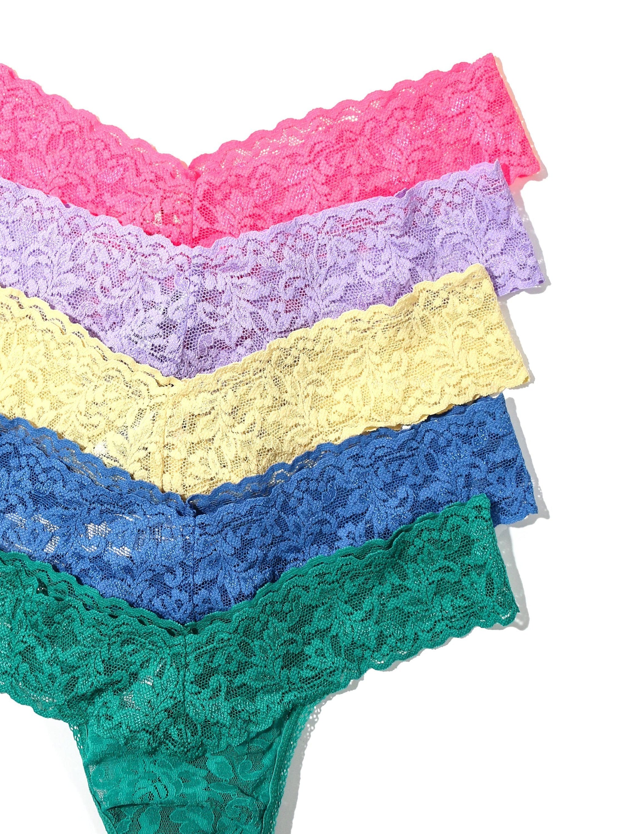 5 Pack Petite Size Signature Lace Thongs in Printed Box Sale