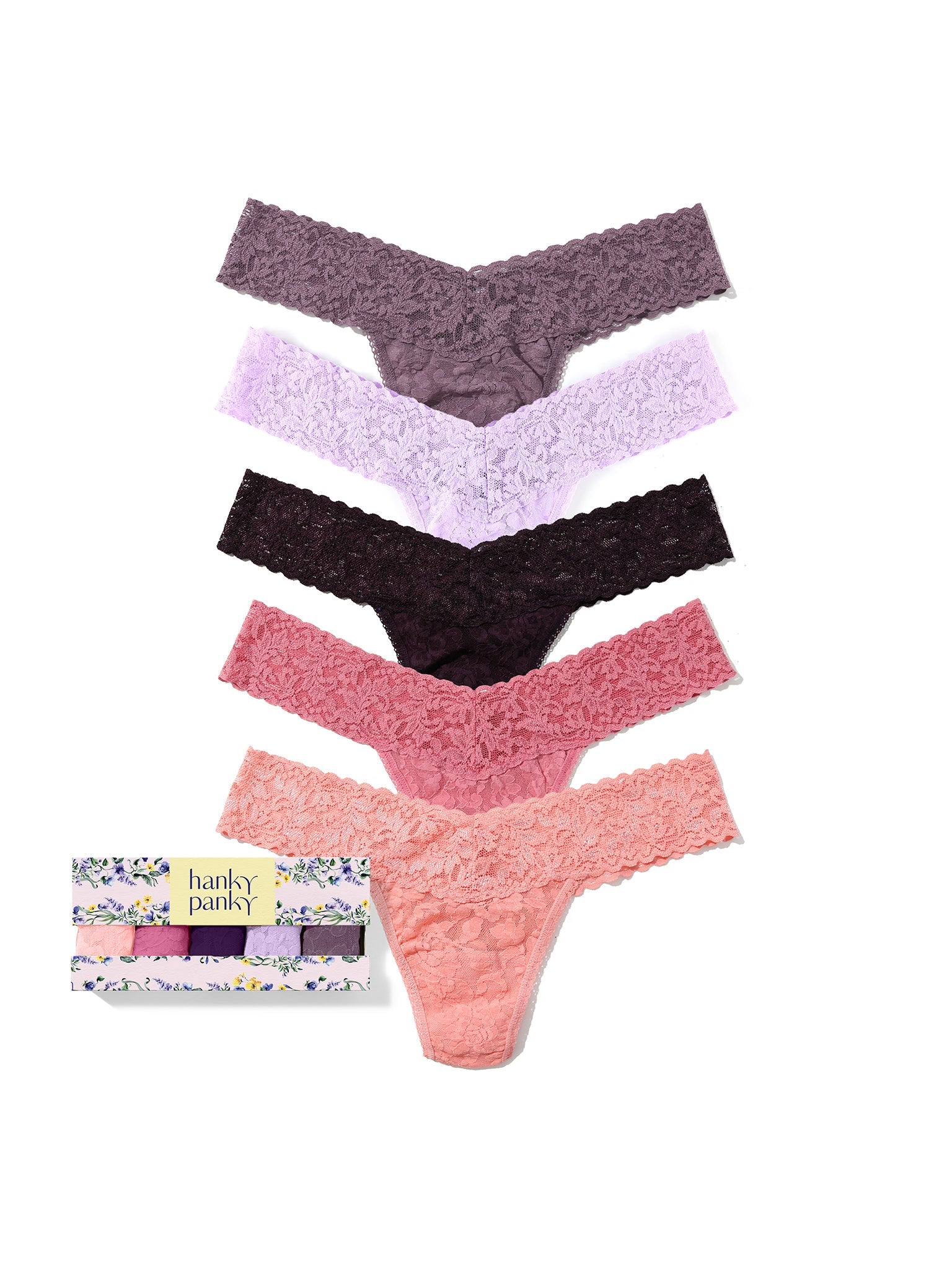 5 Pack Signature Lace® Low Rise Thongs In Printed Box Ballet Pink Sale
