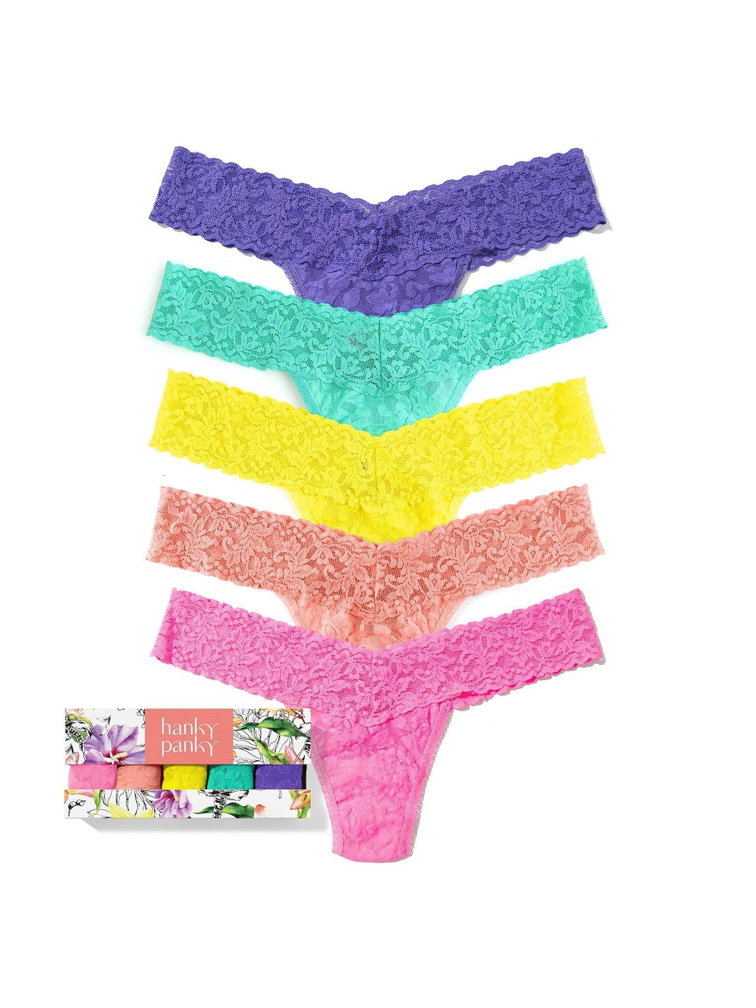 5 Pack Signature Lace® Low Rise Thongs In Printed Box Fiesta Pink Sale