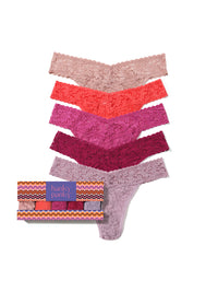 Holiday Pack of 5 Signature Lace Orginal Rise Thongs