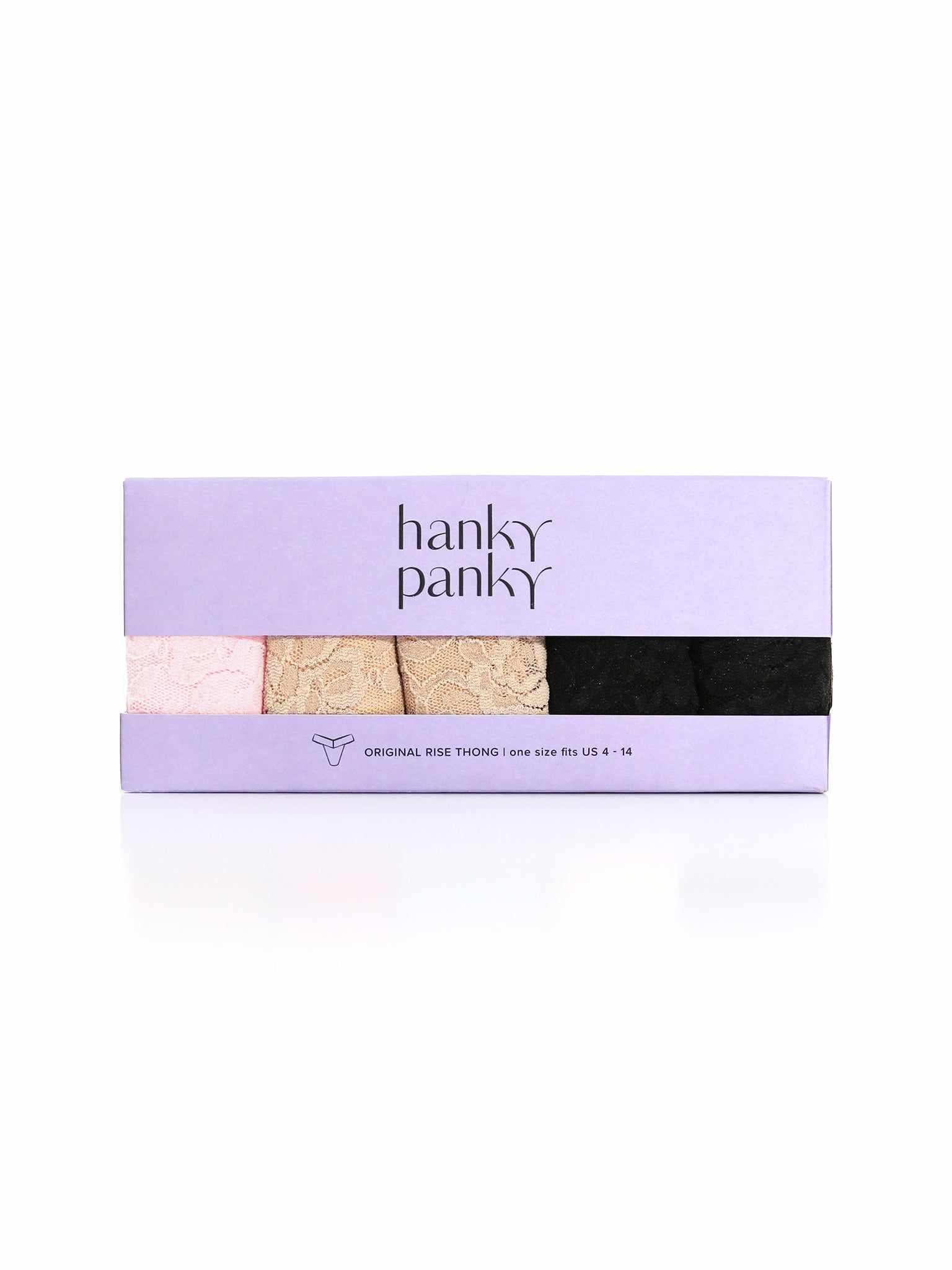 5-Pack Signature Lace® Original Rise Thong Basic Neutrals gift box, one size fits US 4–14 | Hanky Panky