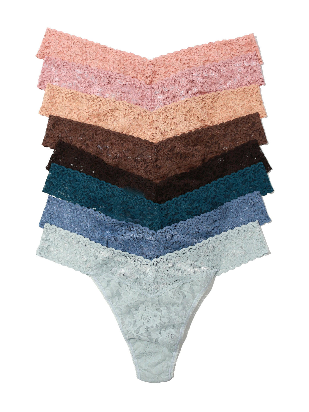 8 Pack Plus Size Signature Lace Thongs Neutrals 2