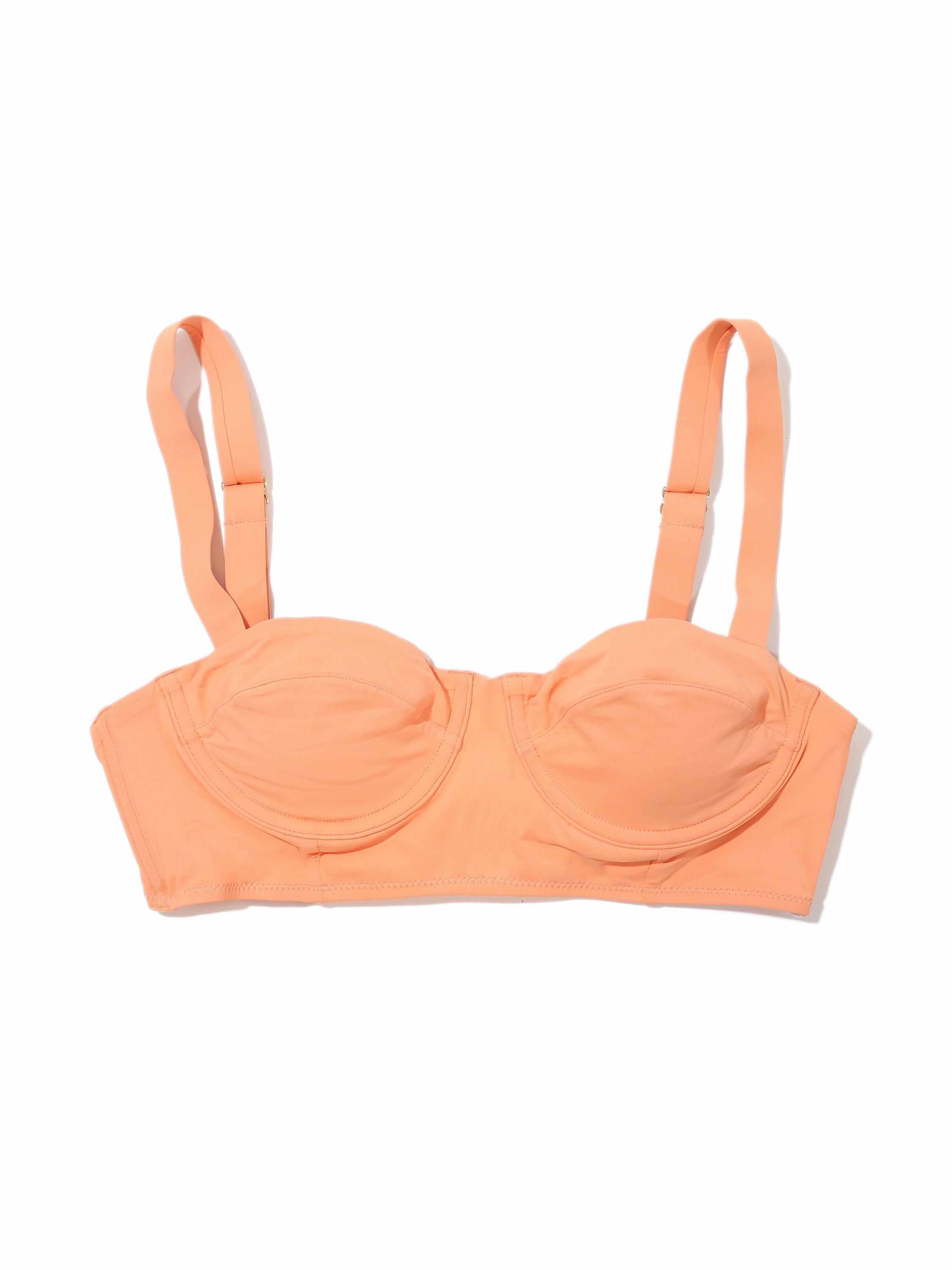 Florence Orange Balconette Bikini Top with Gold Adjustable Straps - Flat Lay | Hanky Panky