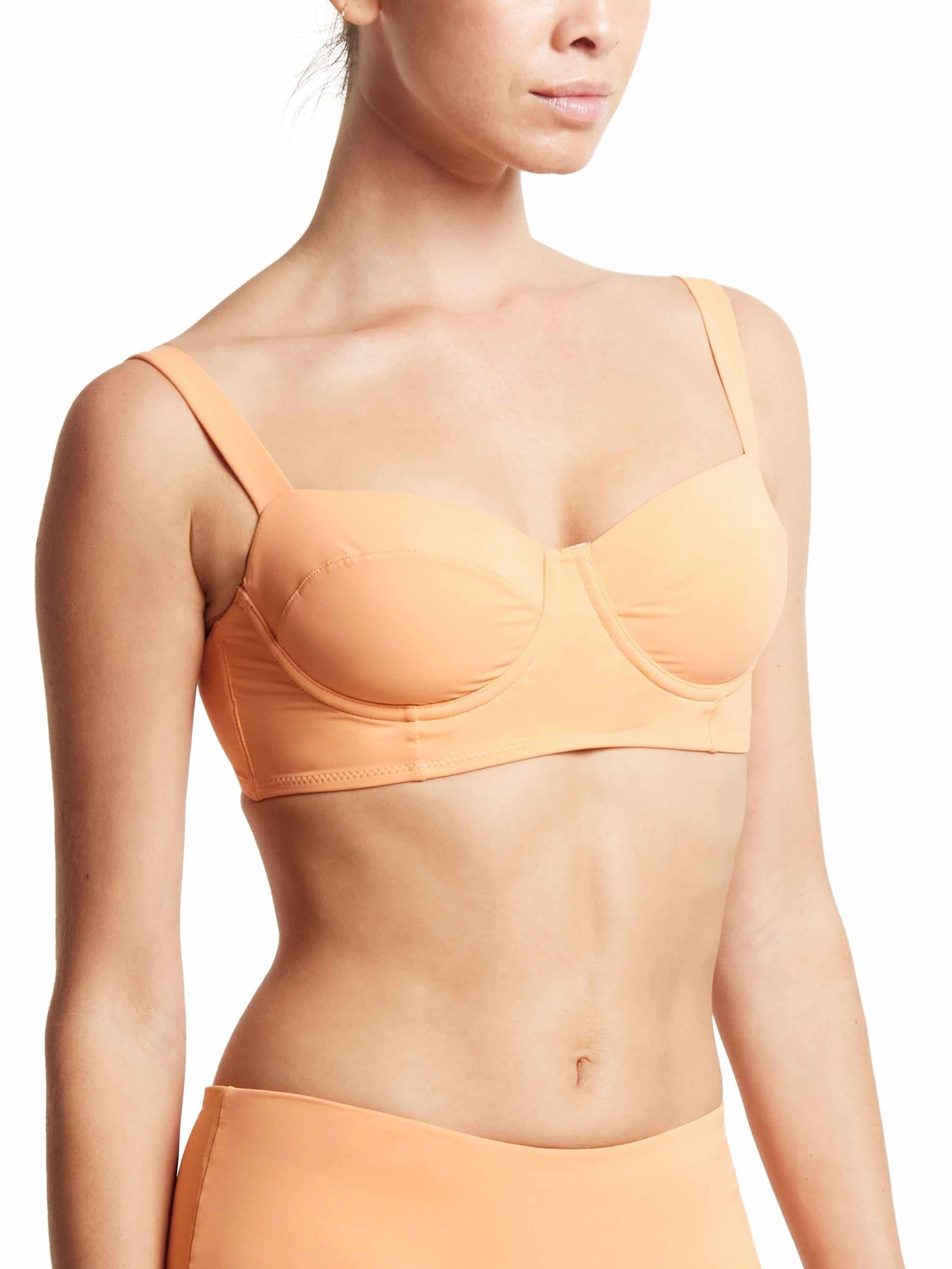 Florence Orange Underwire Balconette Bikini Top - On Model Three-Quarter Angle Detail | Hanky Panky