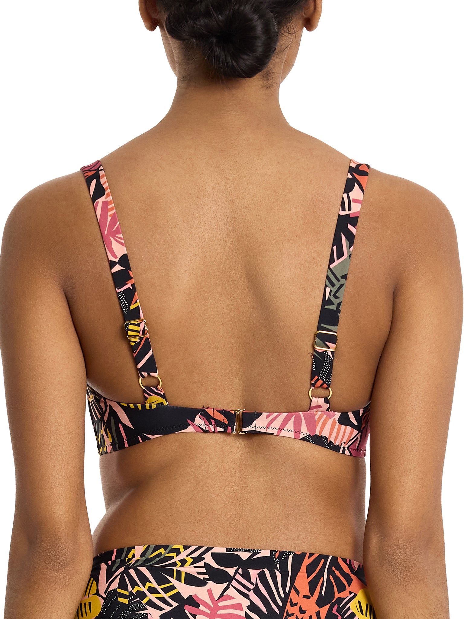 Palm Springs Tropical Print Balconette Bikini Top - Back View with Adjustable Straps & Gold Hardware | Hanky Panky