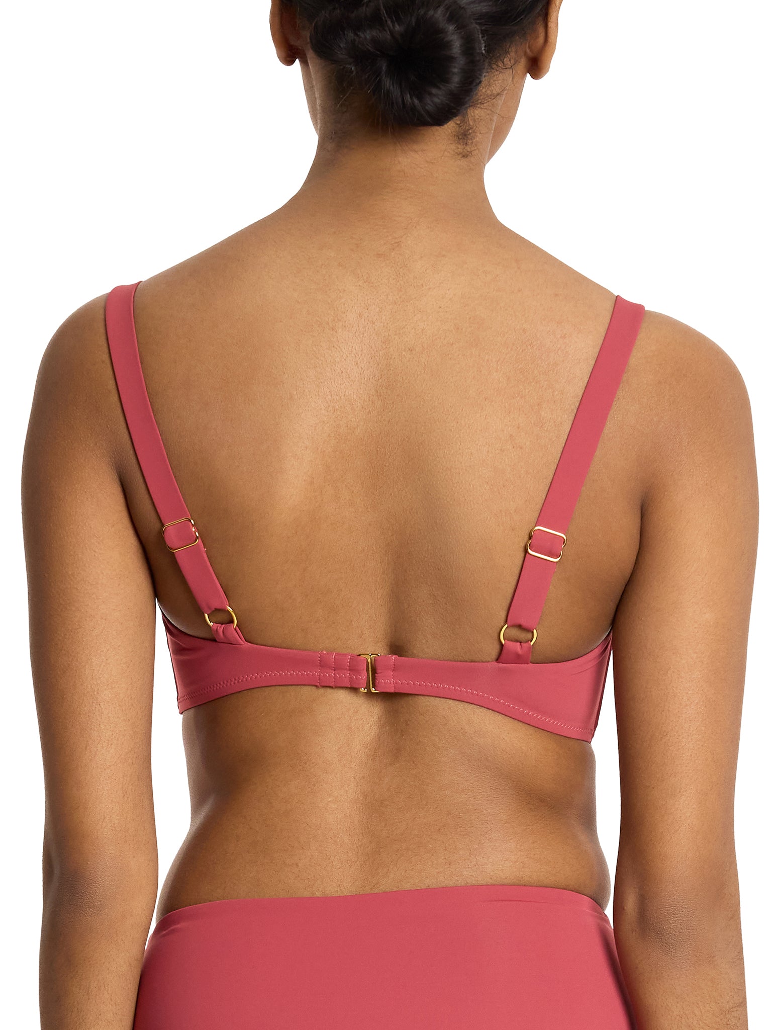 Sunbaked Red Balconette Bikini Swim Top - Back View with Gold Adjustable Hardware | Hanky Panky