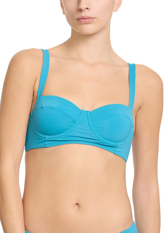 Tahiti Teal Underwire Balconette Bikini Swim Top - Front View On Model | Hanky Panky