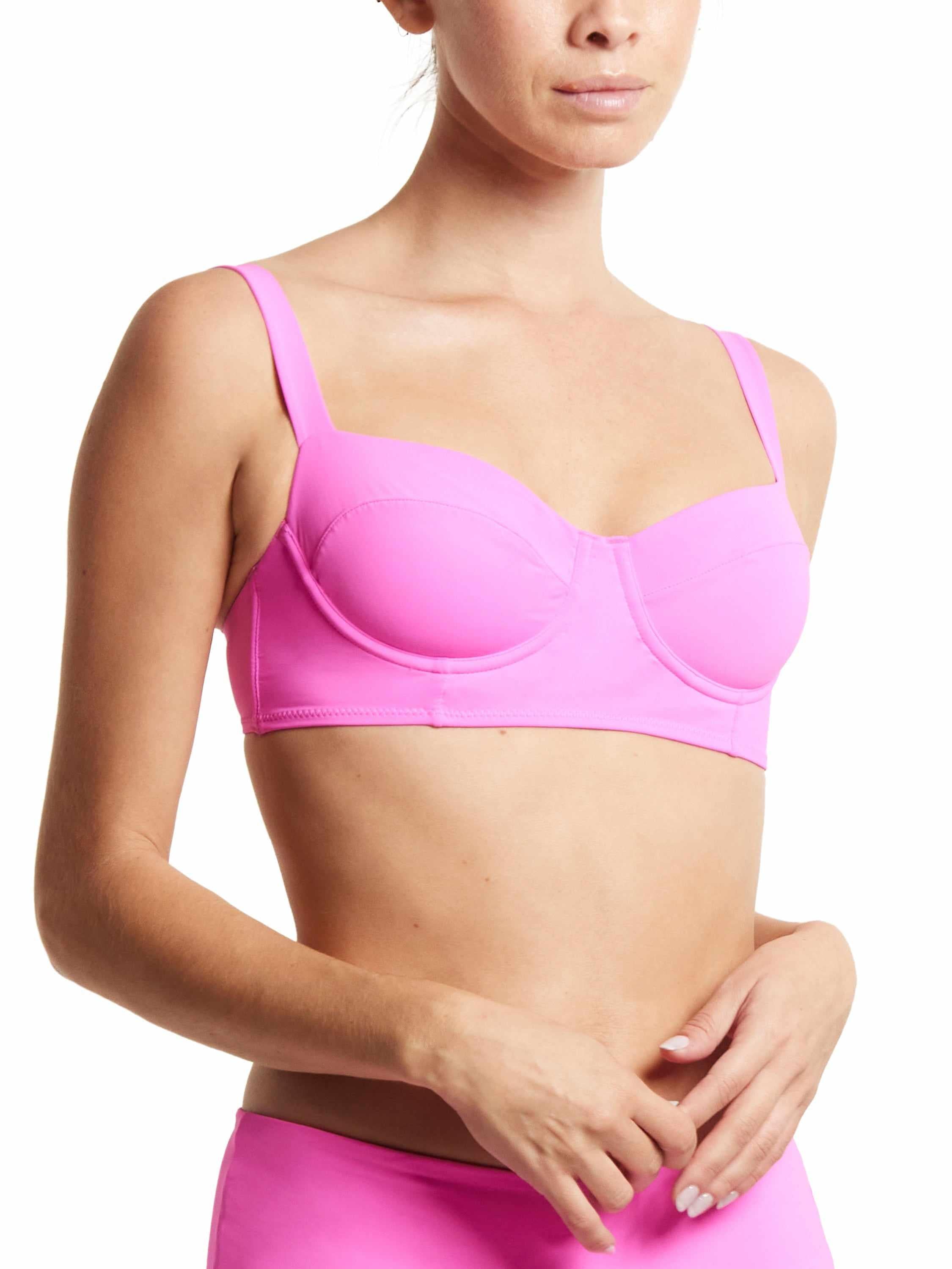 Unapologetic Pink Underwire Balconette Bikini Swim Top - On Model Side Angle | Hanky Panky