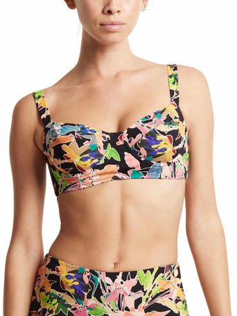 Unapologetic Floral Print Balconette Bikini Swimsuit Top - On Model Front View | Hanky Panky