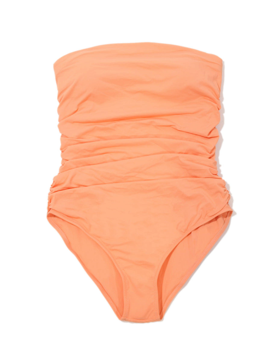 Florence Orange Ruched Bandeau One Piece Swimsuit - Flat Lay Detail | Hanky Panky