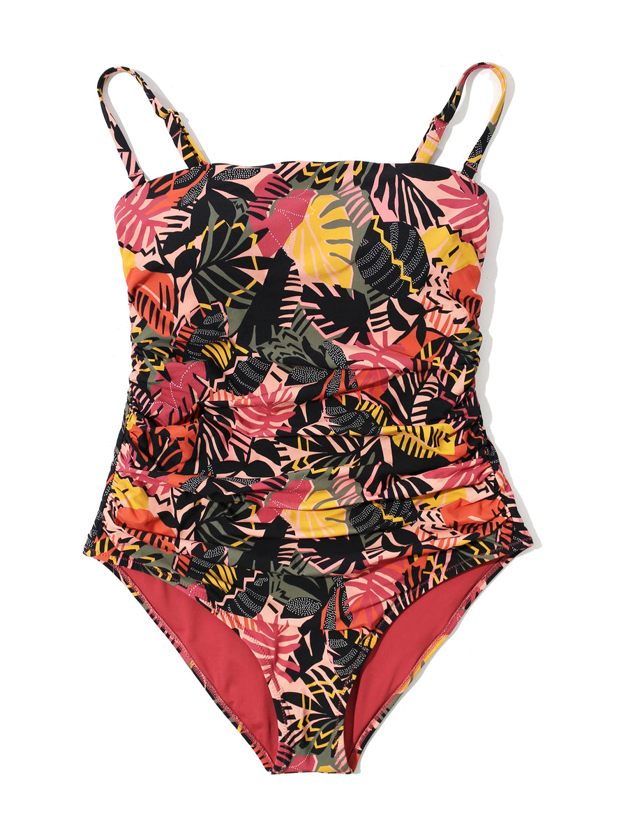 Palm Springs Tropical Print One Piece Swimsuit with Straps - Flat Lay Front | Hanky Panky